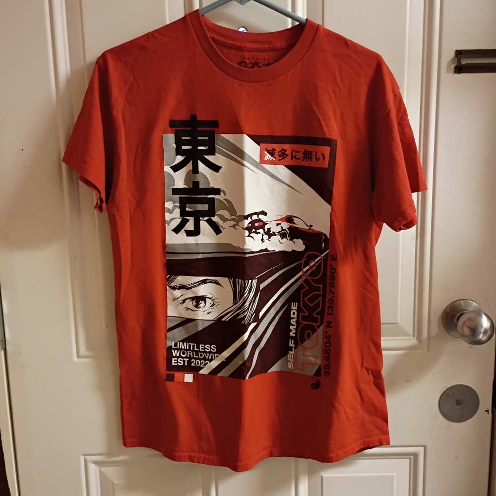 2/$10 Men's Popular Poison Graphic Tokyo Print Red Tee Medium